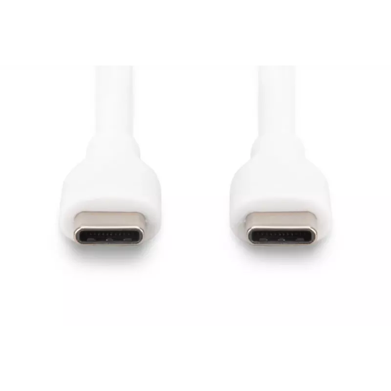 DIGITUS USB-C silikoninis įkrovimo laidas USB-C - USB-C USB 2.0 60W - 50cm Baltas