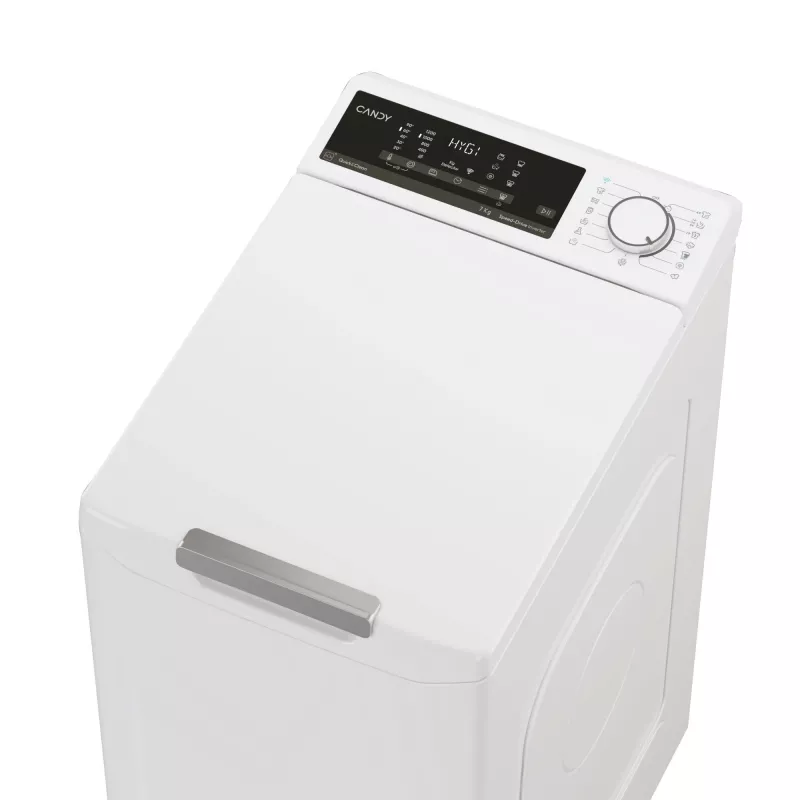 Candy TCA274TM4-S skalbimo mašina, pakrovimas iš viršaus, 7 kg, 1200 aps./min., balta
