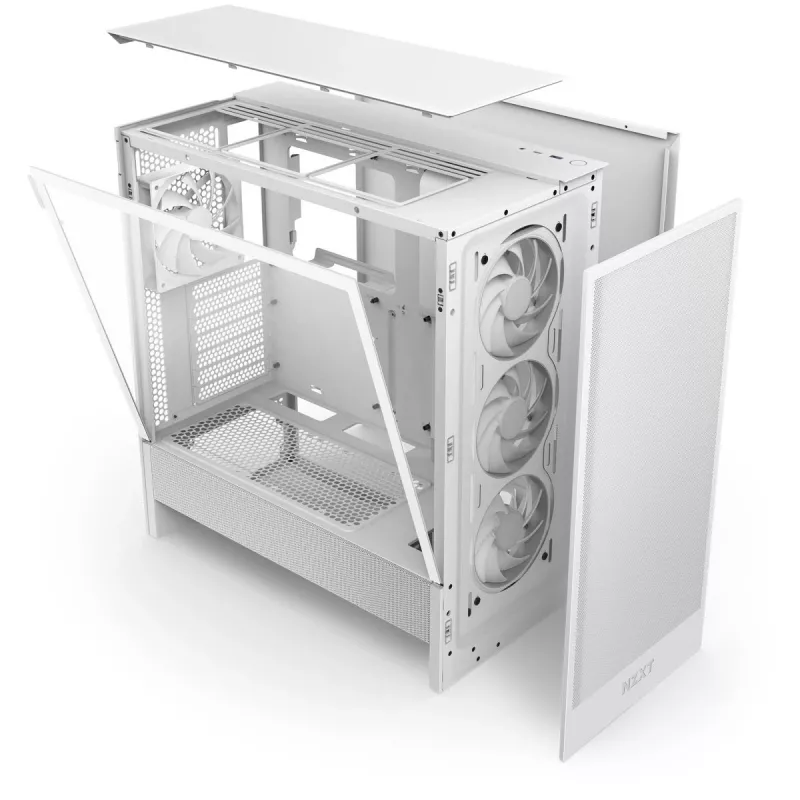 NZXT H7 Flow 2024 Mid Tower ATX baltas korpusas