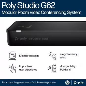 HP Poly Studio G62 vaizdo konferencijų sistema su tvirtinimo plokštės rinkiniu