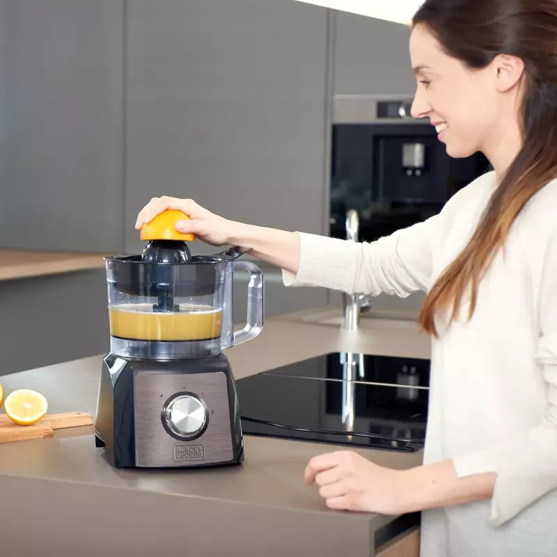 Virtuvinis kombainas Black & Decker BXFPA1200E — 1200 W, 1,5 L dubuo, 2 greičiai, pulsacija, nerūdijančio plieno korpusas