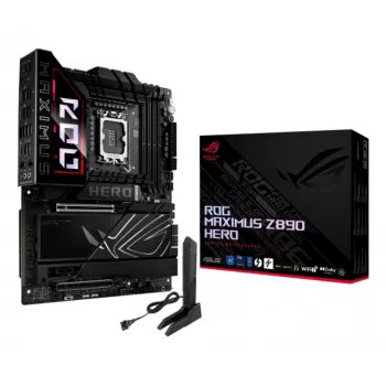 Motininė plokštė ASUS ROG MAXIMUS Z890 HERO — Intel Z890, LGA 1851, ATX, DDR5, 4 DIMM, 6x M.2, Wi‑Fi 7, 2.5Gb LAN
