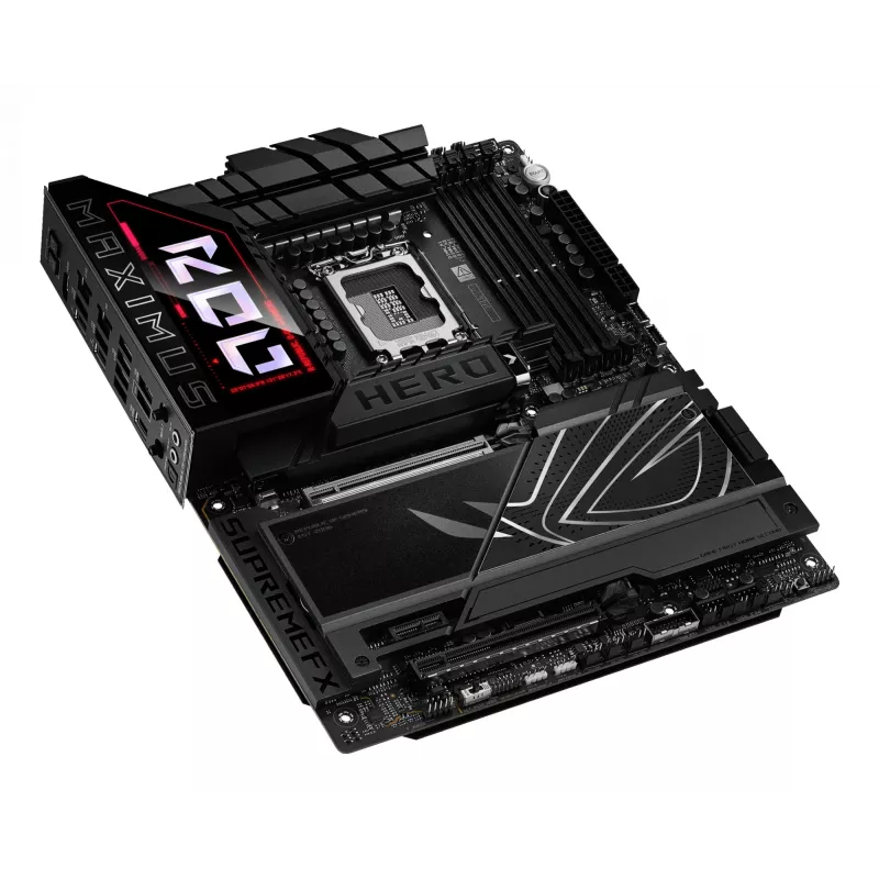 Motininė plokštė ASUS ROG MAXIMUS Z890 HERO — Intel Z890, LGA 1851, ATX, DDR5, 4 DIMM, 6x M.2, Wi‑Fi 7, 2.5Gb LAN