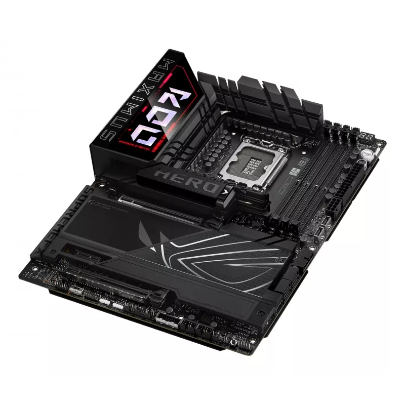 Motininė plokštė ASUS ROG MAXIMUS Z890 HERO — Intel Z890, LGA 1851, ATX, DDR5, 4 DIMM, 6x M.2, Wi‑Fi 7, 2.5Gb LAN
