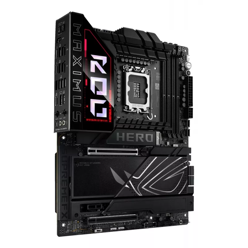 Motininė plokštė ASUS ROG MAXIMUS Z890 HERO — Intel Z890, LGA 1851, ATX, DDR5, 4 DIMM, 6x M.2, Wi‑Fi 7, 2.5Gb LAN