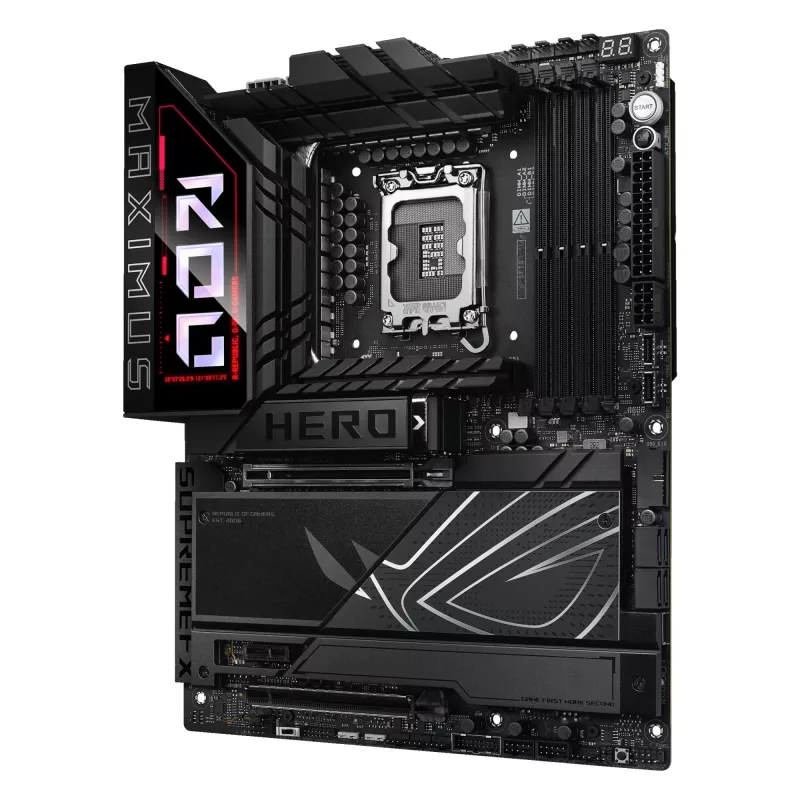 Motininė plokštė ASUS ROG MAXIMUS Z890 HERO — Intel Z890, LGA 1851, ATX, DDR5, 4 DIMM, 6x M.2, Wi‑Fi 7, 2.5Gb LAN