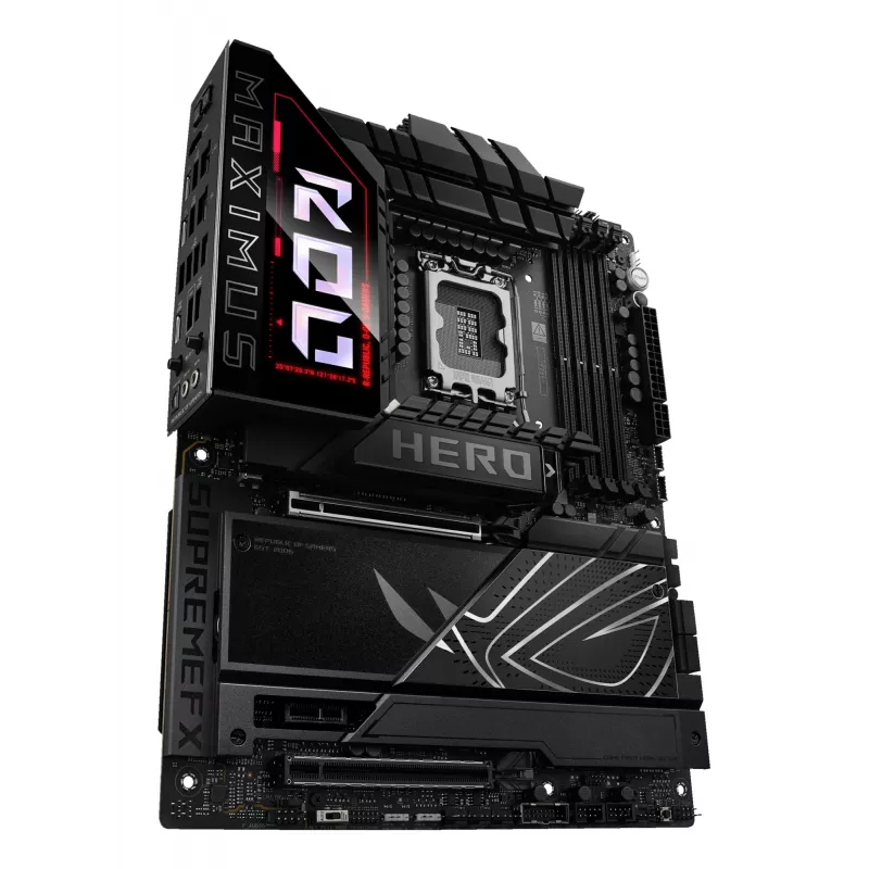 Motininė plokštė ASUS ROG MAXIMUS Z890 HERO — Intel Z890, LGA 1851, ATX, DDR5, 4 DIMM, 6x M.2, Wi‑Fi 7, 2.5Gb LAN