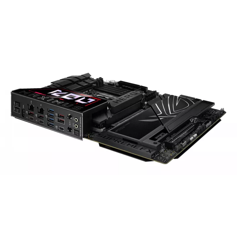 Motininė plokštė ASUS ROG MAXIMUS Z890 HERO — Intel Z890, LGA 1851, ATX, DDR5, 4 DIMM, 6x M.2, Wi‑Fi 7, 2.5Gb LAN