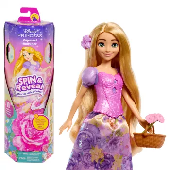 Disney Princess Spin & Reveal Rapunzel mados lėlė su 11 staigmenų