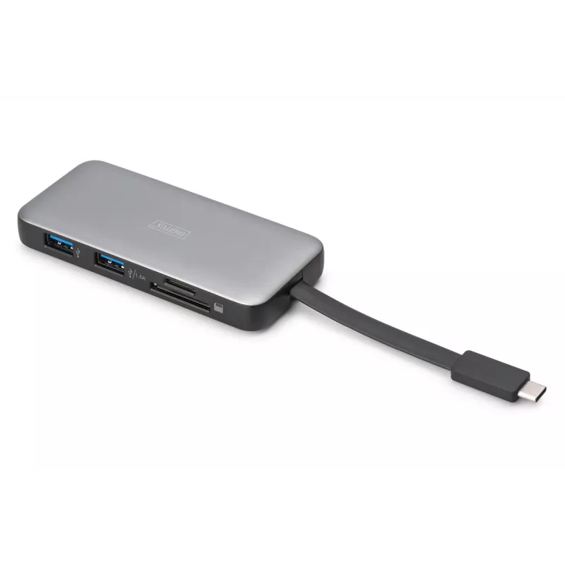 DIGITUS USB-C kelioninė dokų stotelė, 7 prievadų - HDMI / 2x USB-A 3.2 Gen 1 / GbE / SD / MicroSD - 100W USB-C Power Delivery