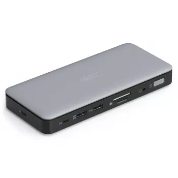 DIGITUS USB-C dokų stotelė, 11 prievadų - 2x HDMI / DP / 2x USB-A 3.2 Gen 2 / USB-C 3.2 Gen 2 / GbE / SD / MicroSD / DC-Jack - 150 W maks. / 3.5 mm