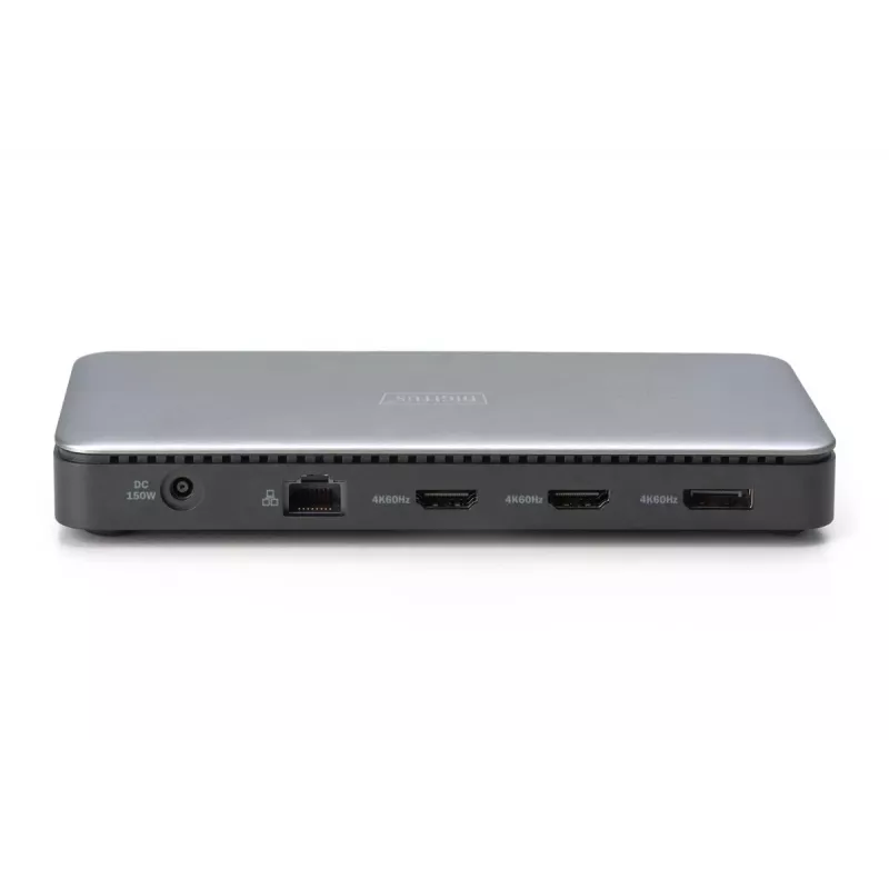 DIGITUS USB-C dokų stotelė, 11 prievadų - 2x HDMI / DP / 2x USB-A 3.2 Gen 2 / USB-C 3.2 Gen 2 / GbE / SD / MicroSD / DC-Jack - 150 W maks. / 3.5 mm
