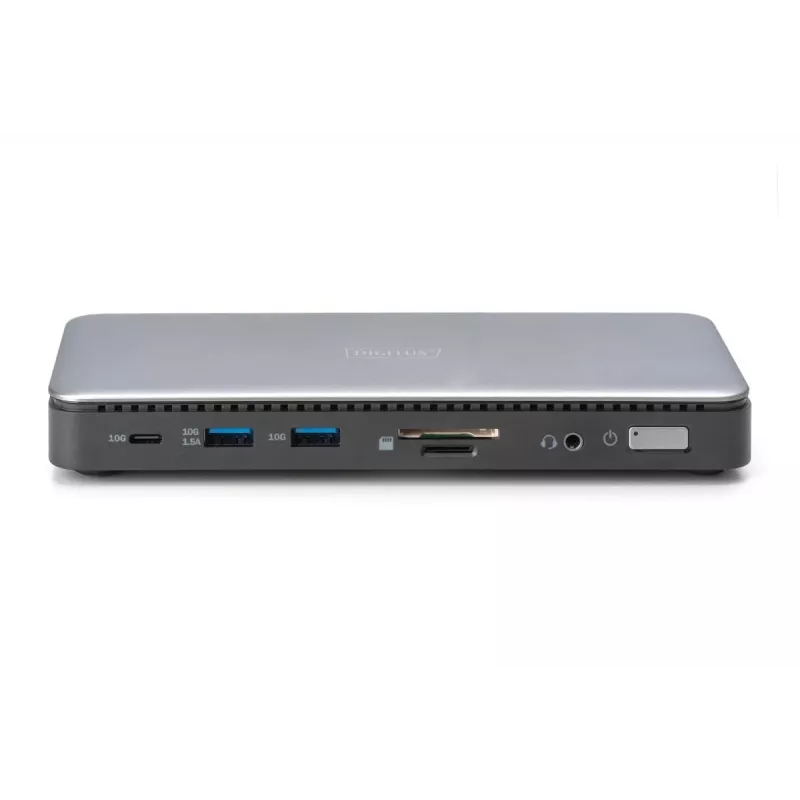 DIGITUS USB-C dokų stotelė, 11 prievadų - 2x HDMI / DP / 2x USB-A 3.2 Gen 2 / USB-C 3.2 Gen 2 / GbE / SD / MicroSD / DC-Jack - 150 W maks. / 3.5 mm