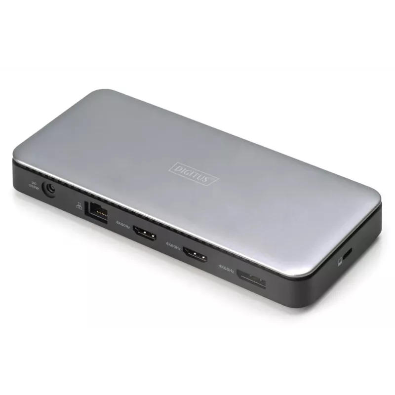 DIGITUS USB-C dokų stotelė, 11 prievadų - 2x HDMI / DP / 2x USB-A 3.2 Gen 2 / USB-C 3.2 Gen 2 / GbE / SD / MicroSD / DC-Jack - 150 W maks. / 3.5 mm