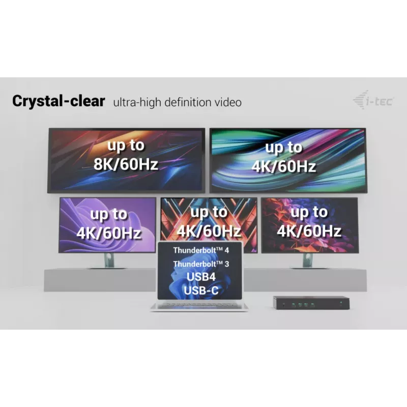 i-tec Universal 5x 4K/60Hz dokų stotelė su 100 W įkrovimu