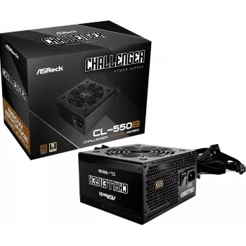 Maitinimo blokas ASRock CL-550B Challenger 550W ATX, 20+4 pin, 80 PLUS Bronze, 120 mm ventiliatorius, juodas