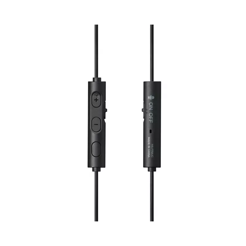 Laidinė ausinė JVC HA-FR9UC su USB-C, 9,2 mm tvarkyklės, 5–22000 Hz, įmontuotas mikrofonas ir valdikliai, 1,2 m laidas, juoda