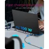 ICY BOX 11-in-1 USB Type-C stotelė, laidinė, USB 3.2 Gen 1 Type-C, 100 W, 3,5 mm, 10/100/1000 Mbit/s, antracitas, juoda