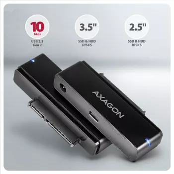 Adapteris Axagon ADSA-FPX FAST PORT X USB-C 10Gbps SATA 6G 2.5 inch / 3.5 inch SSD/HDD