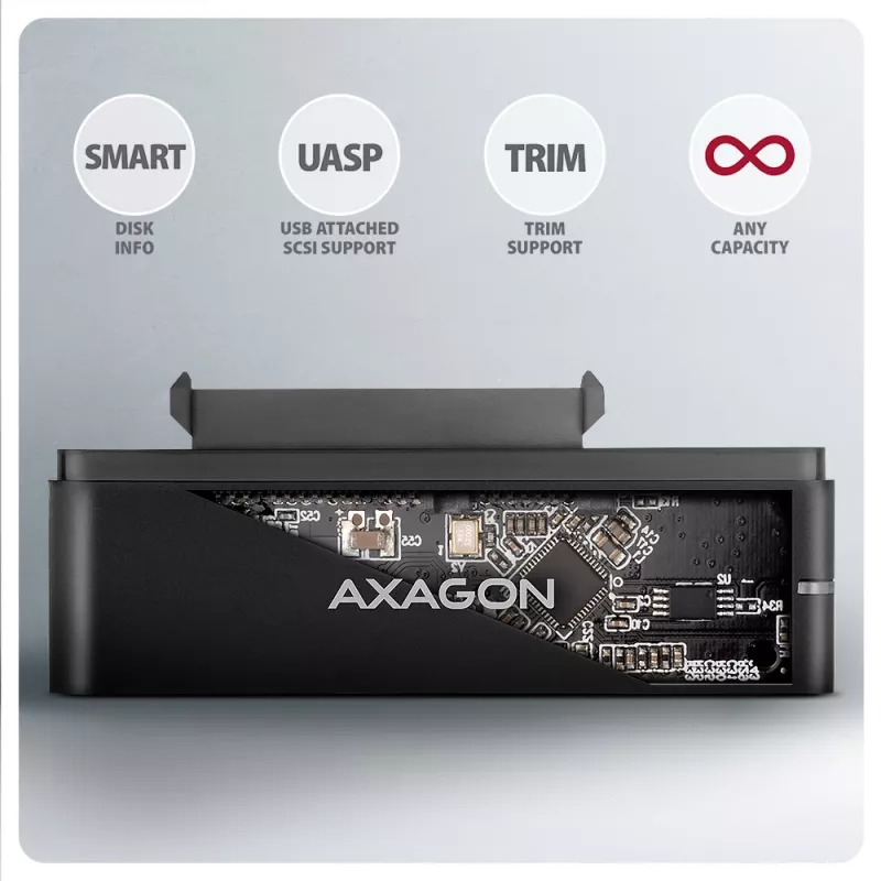 Adapteris Axagon ADSA-FPX FAST PORT X USB-C 10Gbps SATA 6G 2.5 inch / 3.5 inch SSD/HDD
