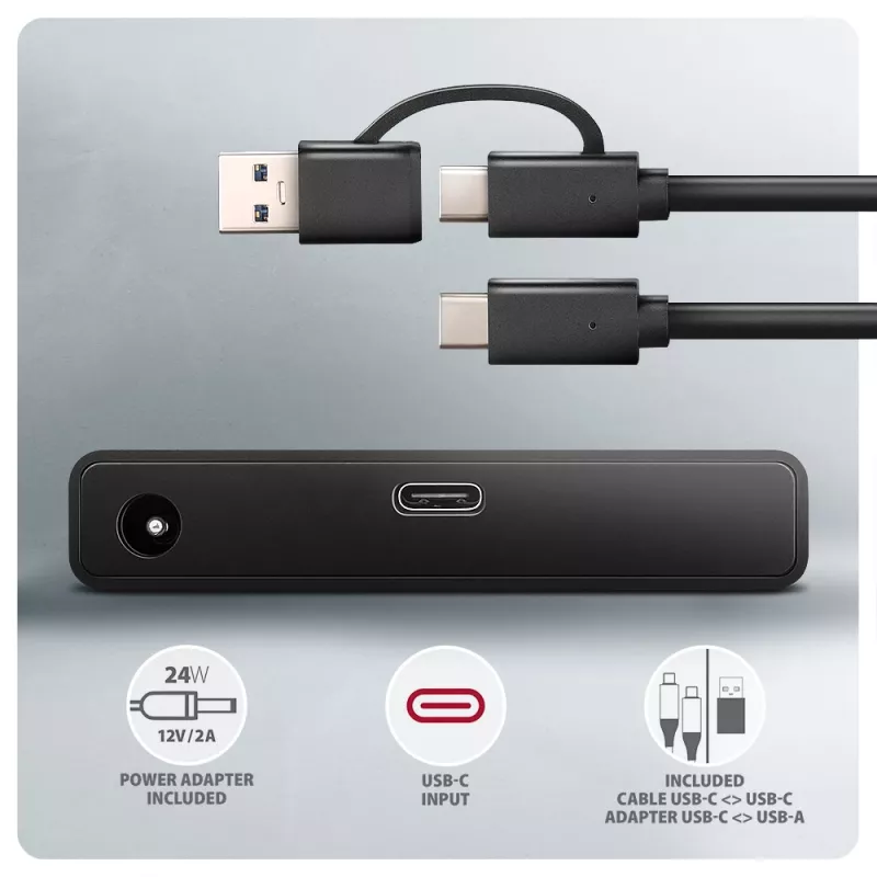 Adapteris Axagon ADSA-FPX FAST PORT X USB-C 10Gbps SATA 6G 2.5 inch / 3.5 inch SSD/HDD