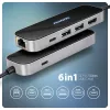 Axagon HMC-6GLN USB 5Gbps 6-in-1 stotelė, 2x USB-A, USB-C, HDMI 4k/60Hz, RJ-45, PD 100W, USB-C laidas