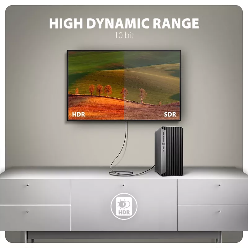 Aktyvus DisplayPort -> HDMI 2.0b kabelis Axagon RVD-HI20C2, 1,8 m, 4K/60 Hz