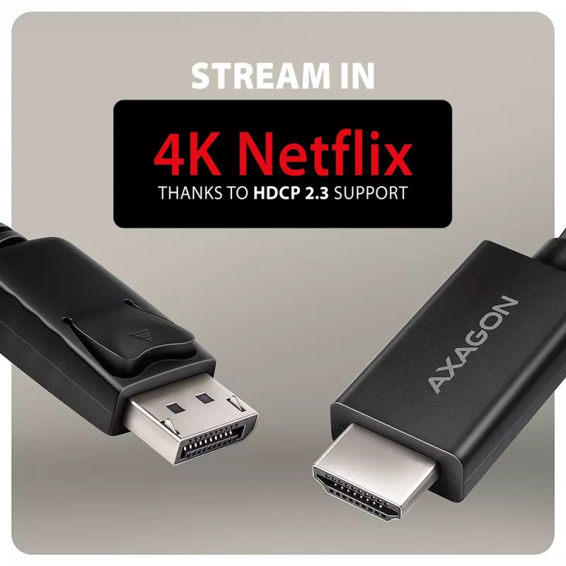 Aktyvus DisplayPort -> HDMI 2.0b kabelis Axagon RVD-HI20C2, 1,8 m, 4K/60 Hz