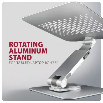 Axagon STND-LR aliumininis stovas su 360° sukimu nešiojamiesiems kompiuteriams 10''–17,3''