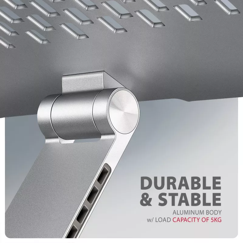 Axagon STND-LR aliumininis stovas su 360° sukimu nešiojamiesiems kompiuteriams 10''–17,3''