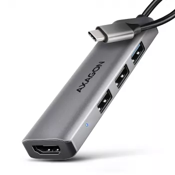 Axagon HMC-H3A USB 5Gbps USB-C centrinis įrenginys, 3x USB-A, HDMI 4K/30Hz, 15 cm USB-C laidas