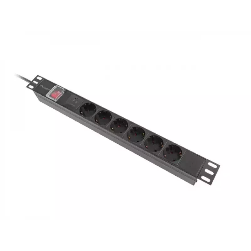 Lanberg PDU-06F-0200-BK 6x Schuko lizdai 1U juodas
