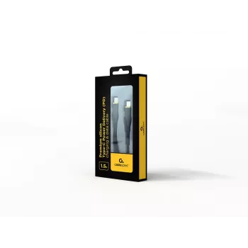 GEMBIRD Premium Silikoninis Type-C Power Delivery (PD) Įkrovimo ir Duomenų Laidas, 1,5 m - Juodas