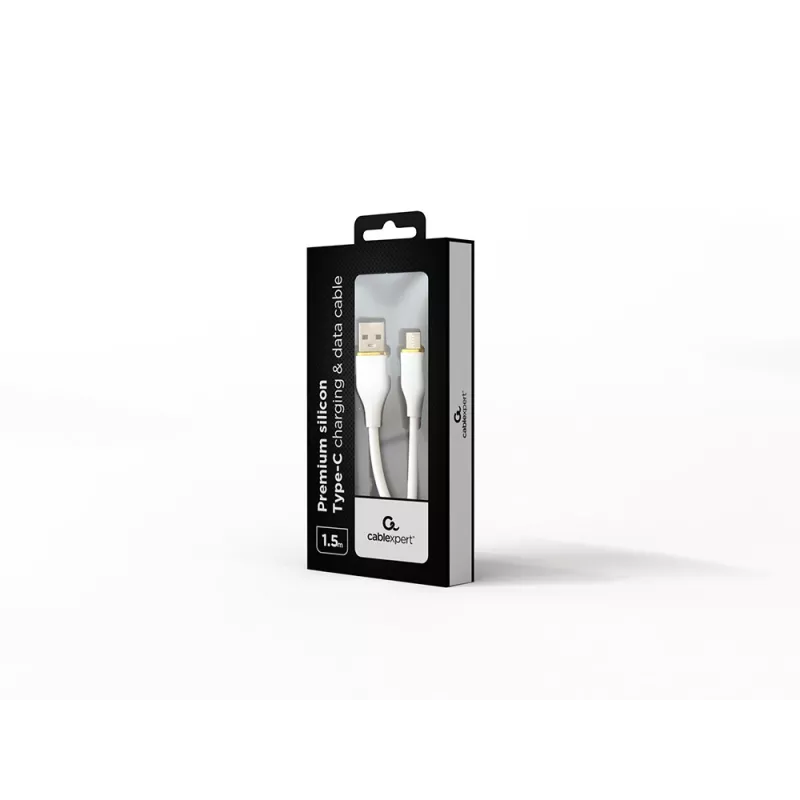 GEMBIRD Premium Silikoninis USB Type-C Įkrovimo ir Duomenų Laidas, 1,5 m - Baltas