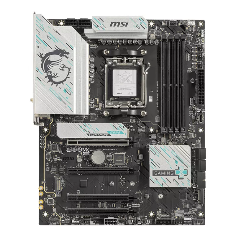 Motininė plokštė MSI B850 GAMING PLUS WIFI ATX — AMD B850, Socket AM5, DDR5, 4x DIMM, Wi‑Fi 7, 5Gb LAN, 3x M.2, HDMI 2.1