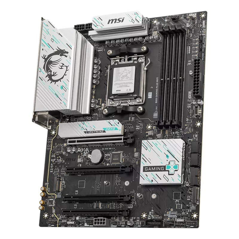Motininė plokštė MSI B850 GAMING PLUS WIFI ATX — AMD B850, Socket AM5, DDR5, 4x DIMM, Wi‑Fi 7, 5Gb LAN, 3x M.2, HDMI 2.1