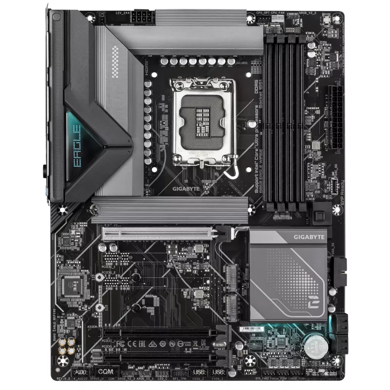 GIGABYTE B860 EAGLE WIFI6E pagrindinė plokštė – Intel Core Ultra procesoriams, 12+1+2+1 fazių VRM, iki 9066 MHz DDR5, 1xPCIe 5.0 + 2xPCIe 4.0 M.2, 2,5 GbE LAN, WIFI 6E, USB 3.2 Gen 2x2