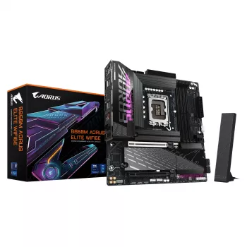 GIGABYTE B860M AORUS ELITE WIFI6E pagrindinė plokštė – Intel Core Ultra serijos CPU, 12+1+2+1 fazių VRM, iki 9200MHz DDR5, 1xPCIe 5.0 + 2xPCIe 4.0 M.2, 2.5GbE LAN, WIFI 6E, Thunderbolt