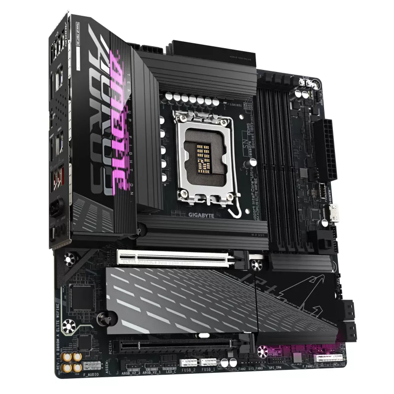 GIGABYTE B860M AORUS ELITE WIFI6E pagrindinė plokštė – Intel Core Ultra serijos CPU, 12+1+2+1 fazių VRM, iki 9200MHz DDR5, 1xPCIe 5.0 + 2xPCIe 4.0 M.2, 2.5GbE LAN, WIFI 6E, Thunderbolt