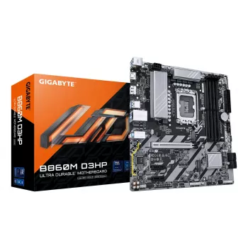 GIGABYTE B860M D3HP pagrindinė plokštė Intel Core Ultra procesoriams, 4+1+2+1 fazių VRM, iki 9066 MHz DDR5, 2xPCIe 4.0 M.2, GbE LAN, USB 3.2 Gen 1