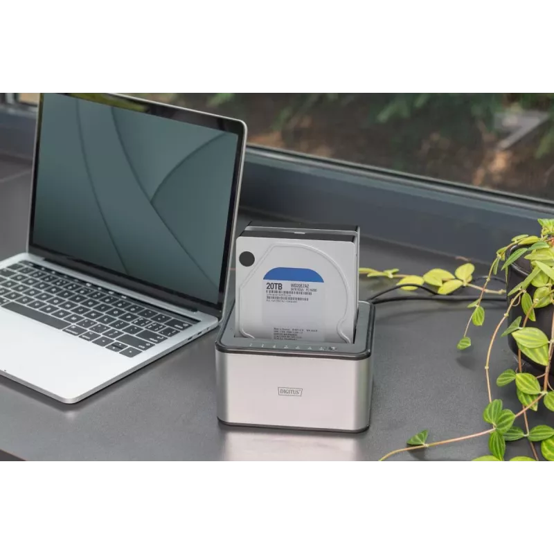 DIGITUS SATA doko stotelė USB 3.0 – 2 lizdai 2,5 colio/3,5 colio SSD/HDD su klonavimo funkcija