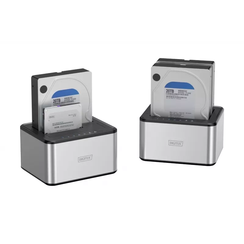 DIGITUS SATA doko stotelė USB 3.0 – 2 lizdai 2,5 colio/3,5 colio SSD/HDD su klonavimo funkcija