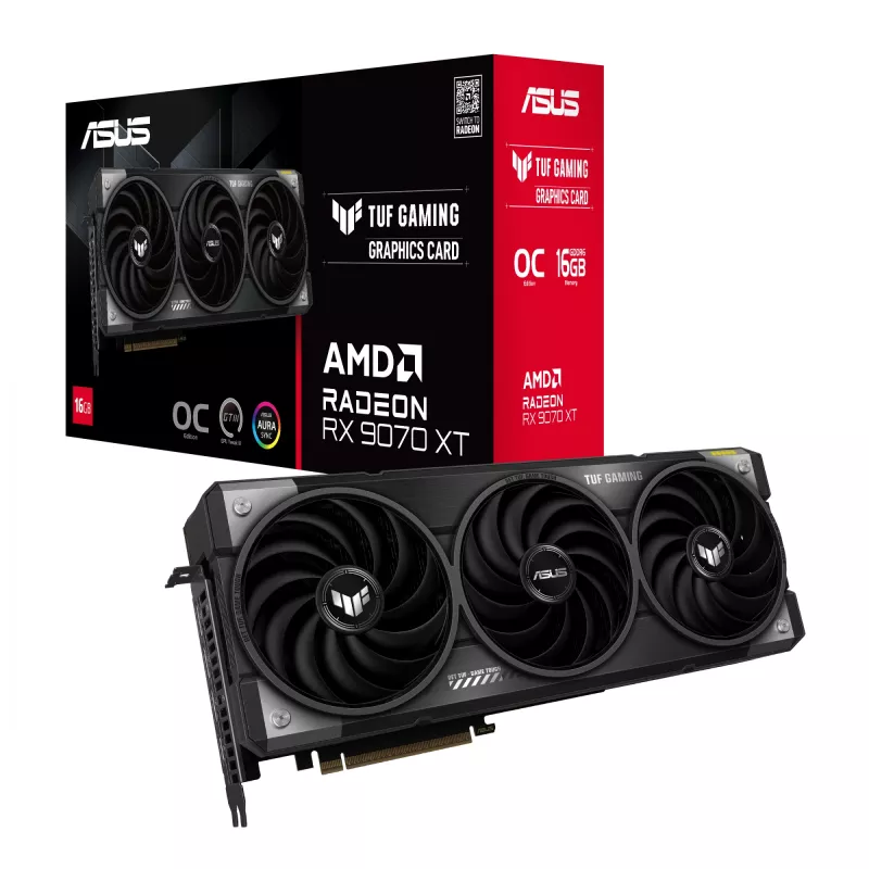 Vaizdo plokštė ASUS Radeon RX 9070 XT, 16 GB GDDR6, PCIe 5.0, 256 bitų, 3060 MHz boost