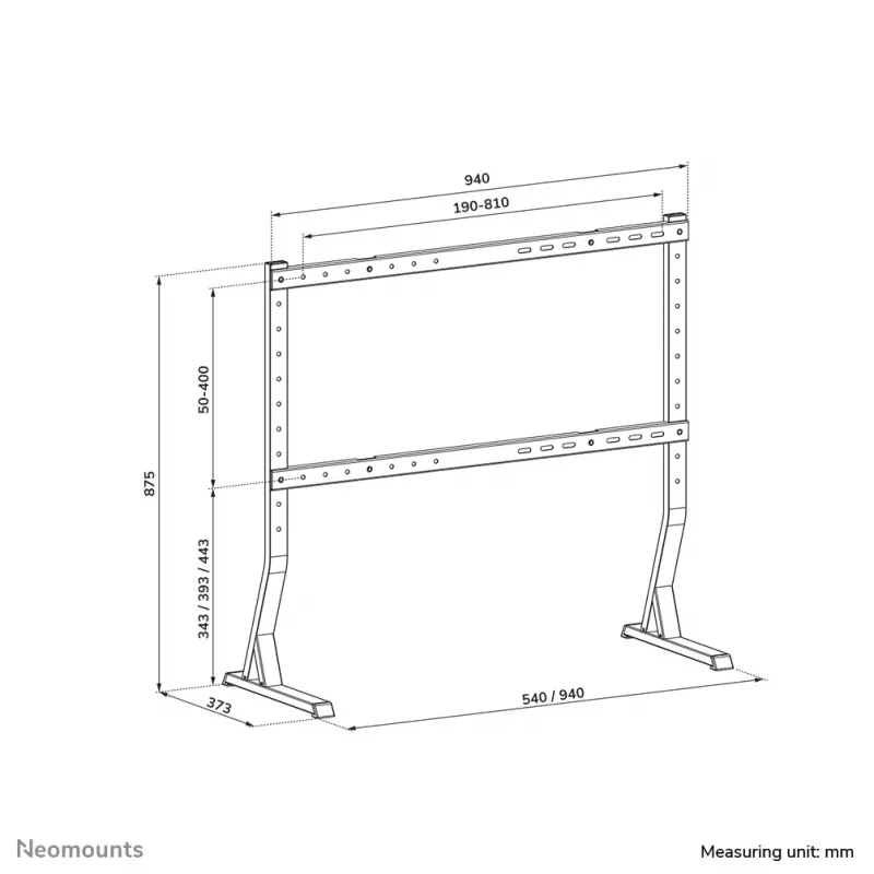 Neomounts DS45-430BL18 TV stovas ant stalo, 45-90 colių, 60 kg