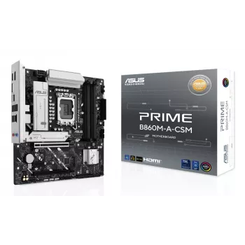 ASUS PRIME B860M-A-CSM pagrindinė plokštė — Intel B860, LGA 1851, micro ATX, DDR5, 4 DIMM, 256 GB, 2.5 Gb Ethernet, 4x SATA III, M.2, 1x PCIe x16