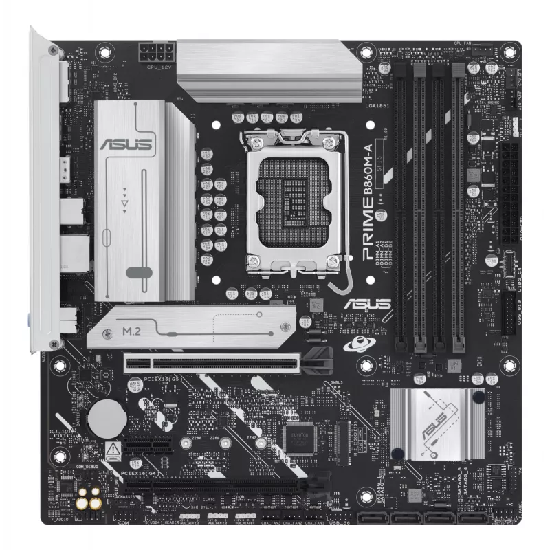 ASUS PRIME B860M-A-CSM pagrindinė plokštė — Intel B860, LGA 1851, micro ATX, DDR5, 4 DIMM, 256 GB, 2.5 Gb Ethernet, 4x SATA III, M.2, 1x PCIe x16