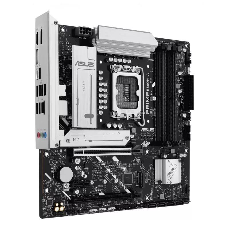 ASUS PRIME B860M-A-CSM pagrindinė plokštė — Intel B860, LGA 1851, micro ATX, DDR5, 4 DIMM, 256 GB, 2.5 Gb Ethernet, 4x SATA III, M.2, 1x PCIe x16
