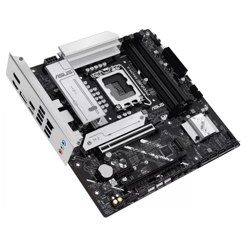 ASUS PRIME B860M-A-CSM pagrindinė plokštė — Intel B860, LGA 1851, micro ATX, DDR5, 4 DIMM, 256 GB, 2.5 Gb Ethernet, 4x SATA III, M.2, 1x PCIe x16