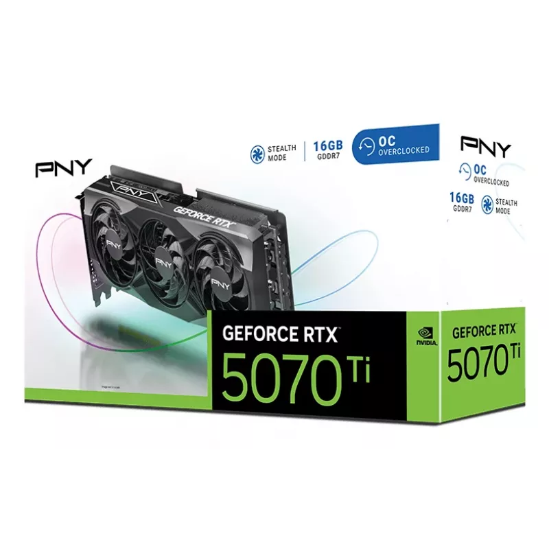 PNY GeForce RTX 5070 Ti 16GB Overclocked Triple Fan - 16 GB GDDR7 - DisplayPort 2.1b / HDMI 2.1b