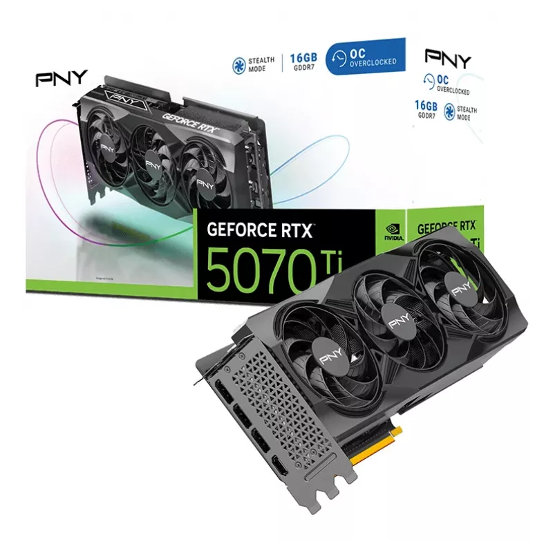 PNY GeForce RTX 5070 Ti 16GB Overclocked Triple Fan - 16 GB GDDR7 - DisplayPort 2.1b / HDMI 2.1b